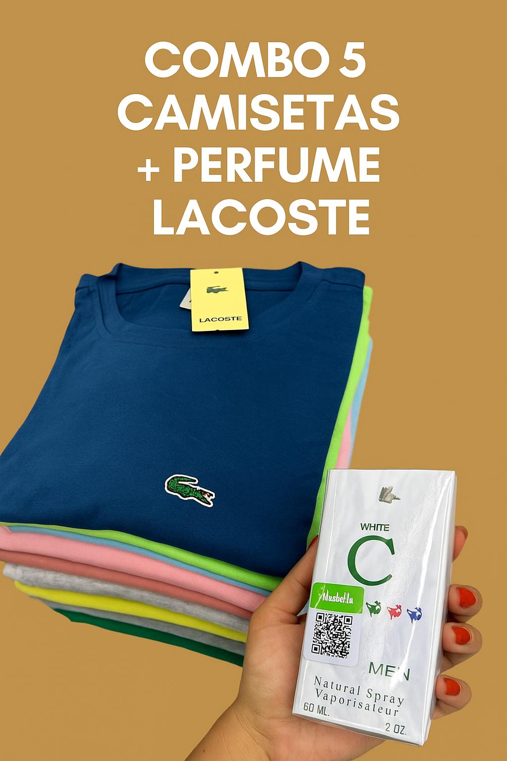Pack x5 Camisetas Lacoste + Loción