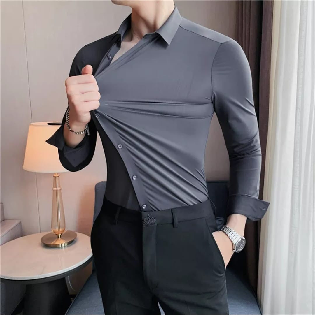 Camisa Elástica Slim Fit